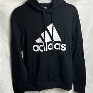 Adidas black hoodie white adidas logo NWT Size M drawstring hoodie front pockets